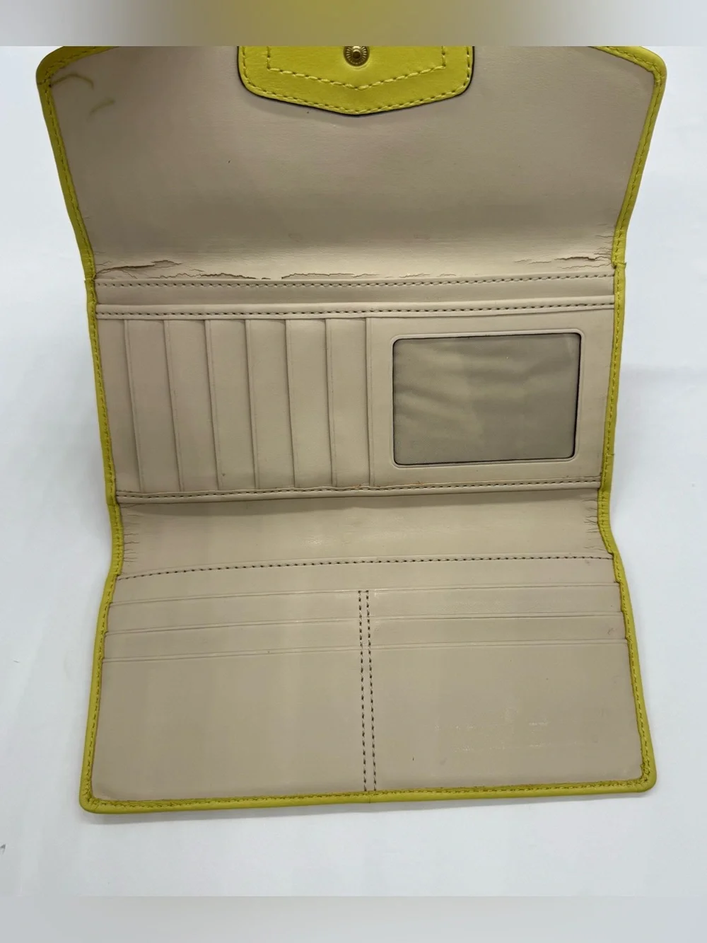 VTG Coach Trifold Soho Lime Green Wallet  Leather Soft Pleated  Y2K RARE